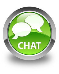 Chat glossy green round button