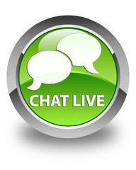 Chat live glossy green round button