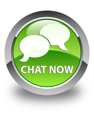 Chat now glossy green round button