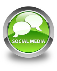 Social media (chat bubble icon) glossy green round button