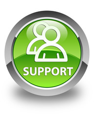 Support (group icon) glossy green round button
