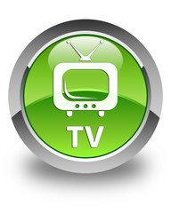 TV glossy green round button