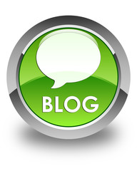 Blog (conversation icon) glossy green round button