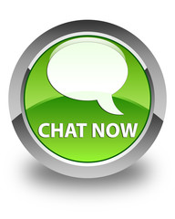 Chat now glossy green round button