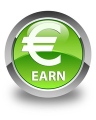 Earn (euro sign) glossy green round button