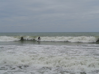 Surfing in the sea waves