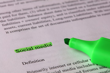 Social media definition and meaning in business dictionary. Business concept.
