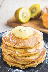 Pancakes of yam and kiwi