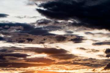 colorful dramatic sky with cloud at sunset