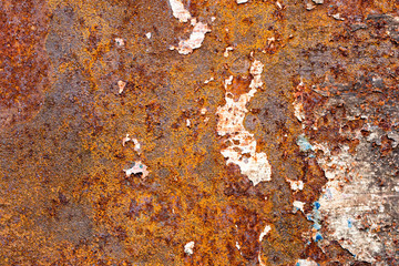 A background of peeling paint and rusty old metal