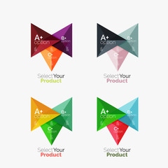 Set of triangle infographic layouts with text and options