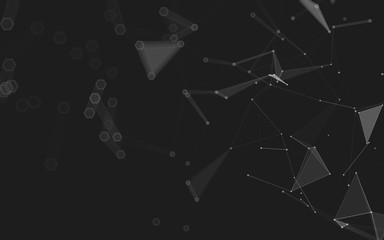 Abstract polygonal space low poly dark background, 3d rendering