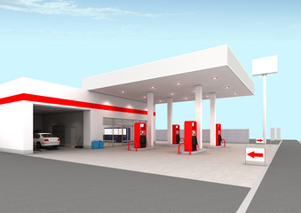 Gas station 3D rendering