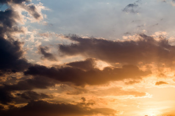 colorful dramatic sky with cloud at sunset