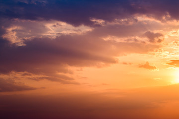 colorful dramatic sky with cloud at sunset