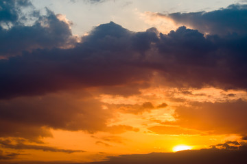 colorful dramatic sky with cloud at sunset
