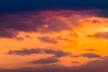 colorful dramatic sky with cloud at sunset