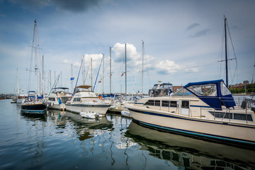 Fototapeta premium Marina on the Charles River, in Charlestown, Boston, Massachuset