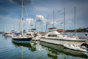 Marina on the Charles River, in Charlestown, Boston, Massachuset