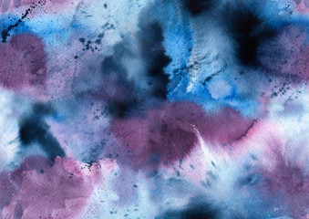 Watercolor and ink seamless pattern