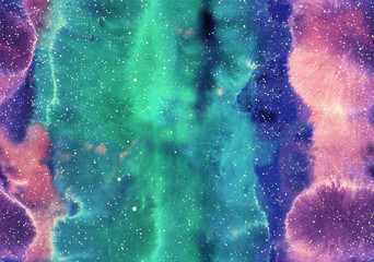 Watercolor seamless background with abstract galaxy