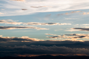 colorful dramatic sky with cloud at sunset