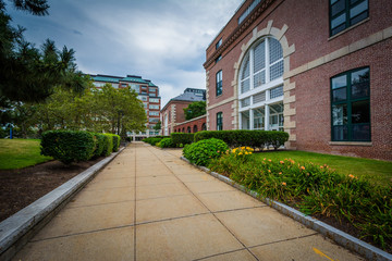 Walkway and buildings in Charlestown, Boston, Massachusetts.