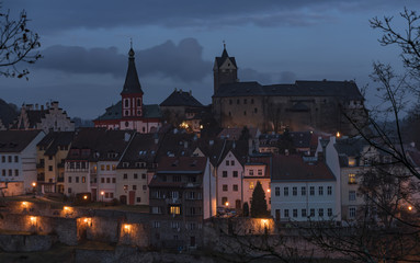 Loket castle in dark morning