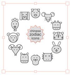 Thin line icons set, Chinese Zodiac