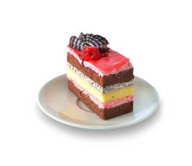 Strawberry cheesecake isolated on white background