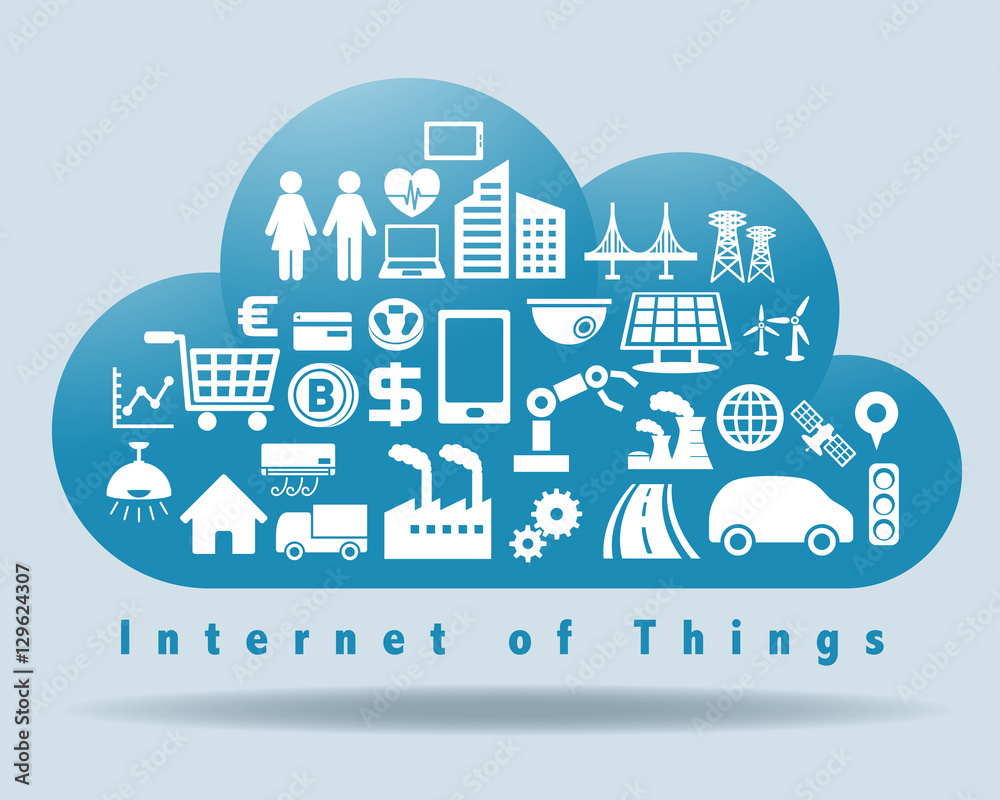 Aufkleber internet of things and cloud computing concept, vector illustration