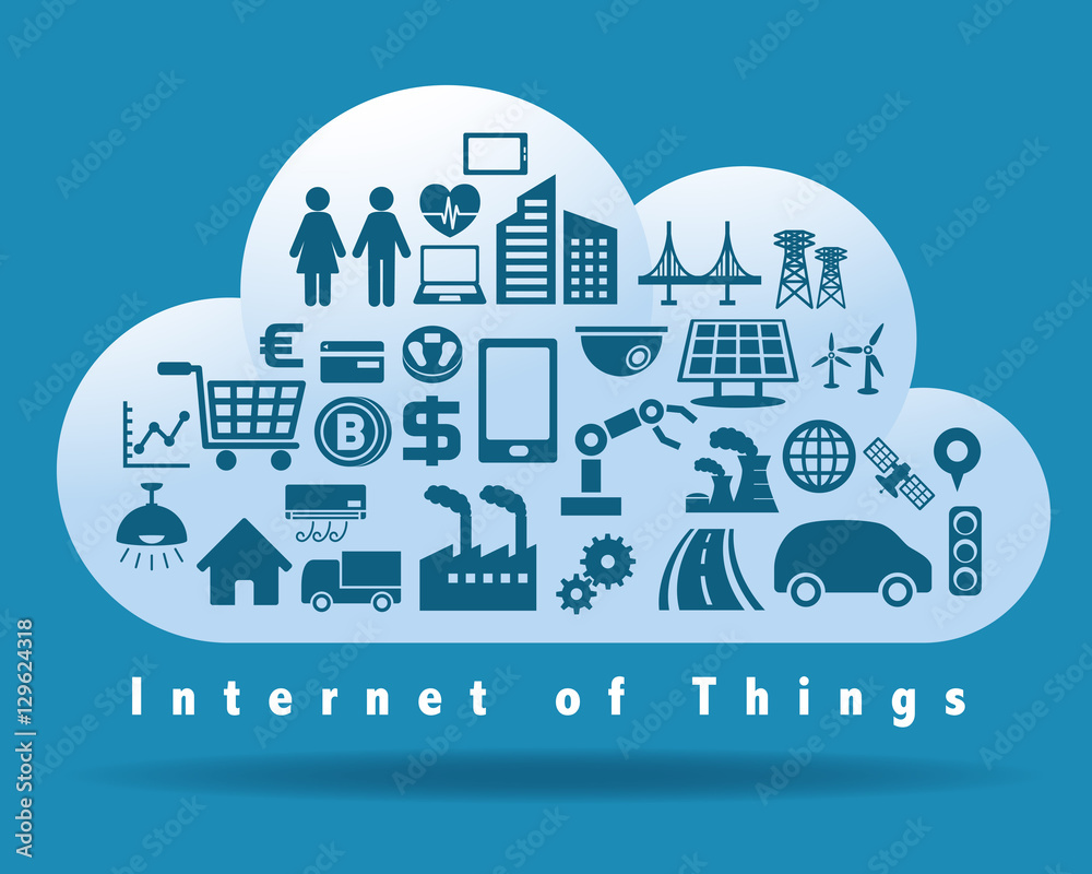Aufkleber internet of things and cloud computing concept, vector illustration