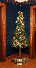 Rustic Victorian Alpine Christmas Tree in Corner 