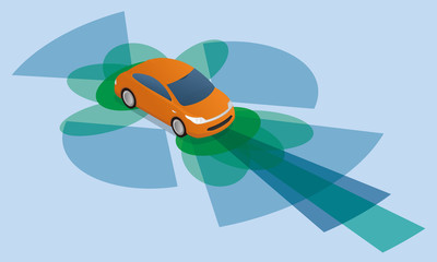 Naklejka premium sensor and camera systems of vehicle, autonomous car, driverless vehicle