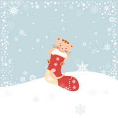 Merry Christmas and cute cat