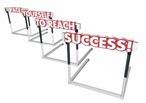 Pace Yourself To Succeed Hurdles Success Win 3d Illustration