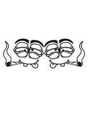 2 friends team crew kiffer drug smoking cigarette smoke weed cannabis addictive look eyes evil angry crazy crazy face comic cartoon funny