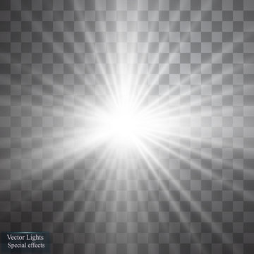 Glow light effect. Star burst with sparkles. Vector illustration. Sun
