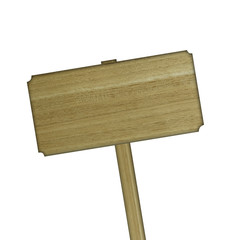 wooden sign on white background with clipping path
