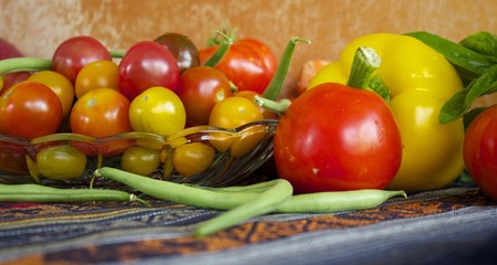 Raw Vegetables Tomatoes Peppers Green Beans