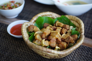Fried Streaky Pork in basket