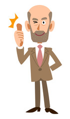 サムアップする年配の男性
