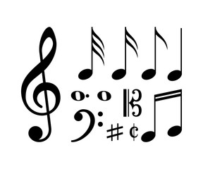 Silhouette Music Notes Vector Illustration