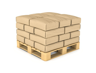 Rendering of large paper bags rest on pallet