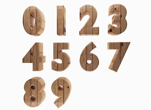 wooden number in 3D render image