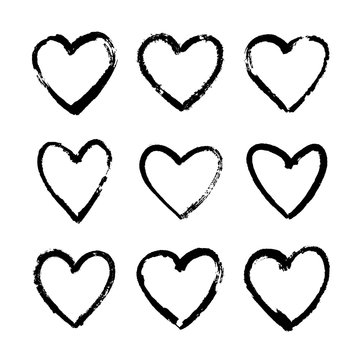 Set of hand-drawn hearts