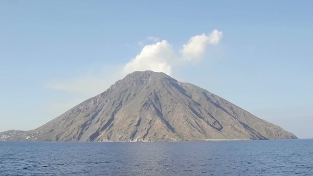 view from the sea of the Stromboli Volcano in Eolie island: Sicily, Italy