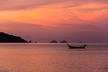 Boat on the sea in twilight time 