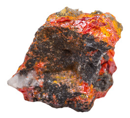 rock with Realgar crystals isolated