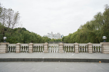 vintage concrete bridge in the park